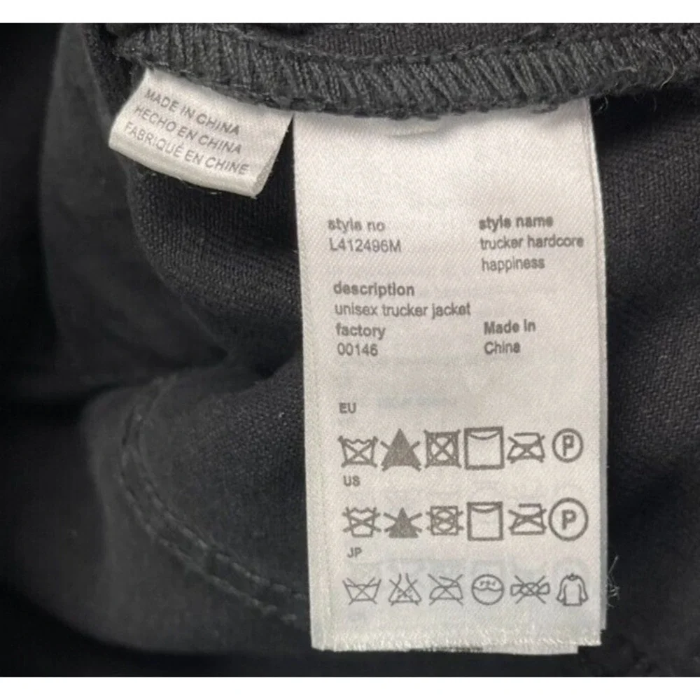 Conspiracy by WeSC Trucker Jacket Mens S Womens M Black Hardcore‎ Happiness